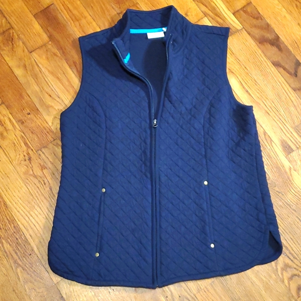 SOFT Quilted Navy Blue ZIP UP VEST W/ POCKETS SZ Small
